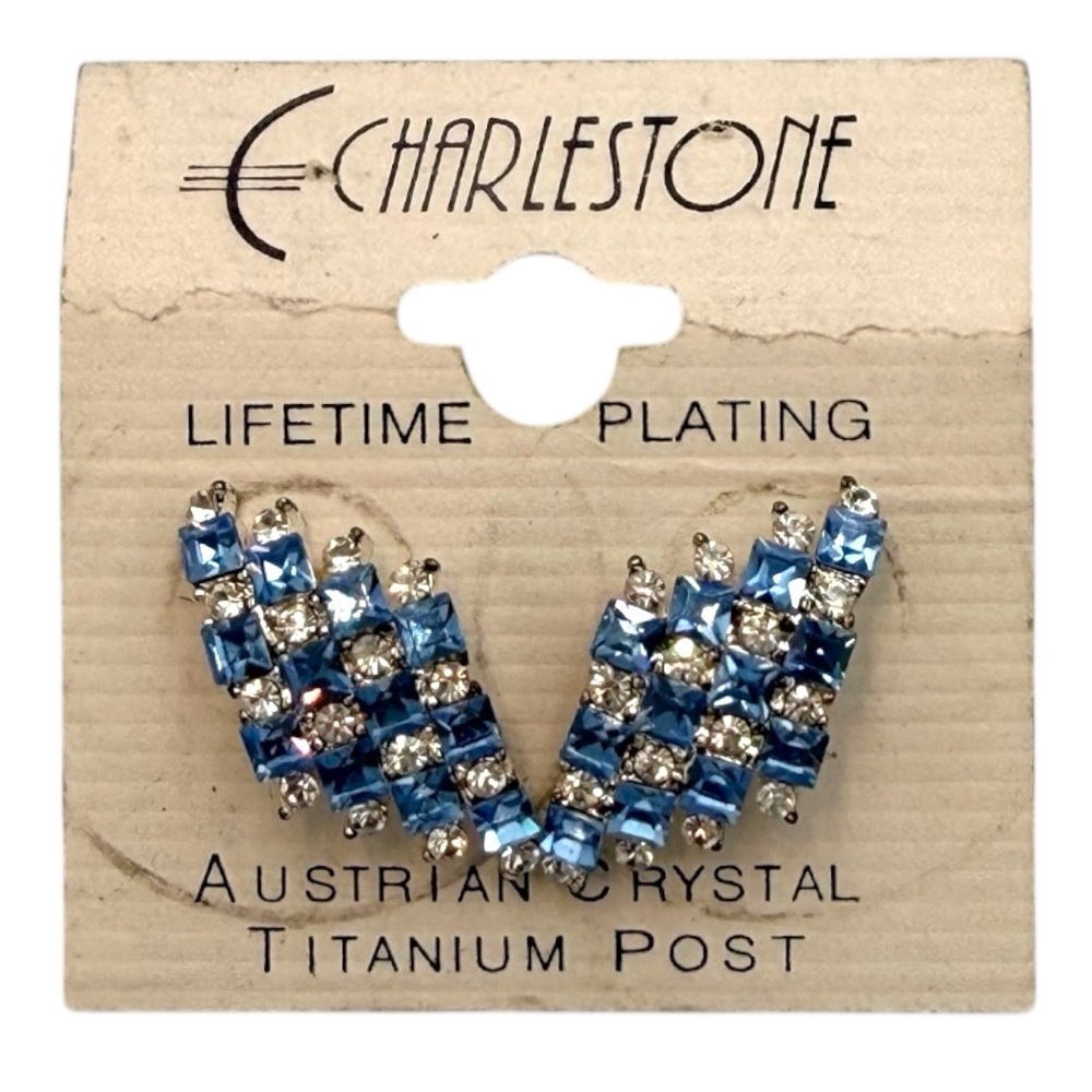 NWT Charlestone Blue Austrian Crystal Statement Earrings 1908